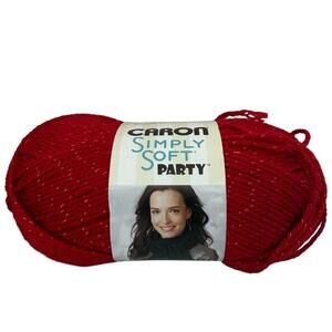 Caron Simply Soft Party Red Sparkle #4 Medium 3oz 164 Yards Acrylic Polyester
